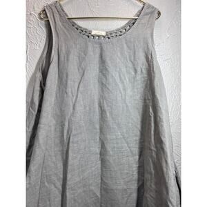 New Collection Made in Italy Linen Blend Hi Low Hem Trapeze Dress Size L/XL